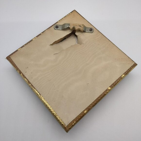 Vintage Miniature Original Floral Painting on Fabric Framed Art 3.5" x 3.5" - Picture 7 of 9